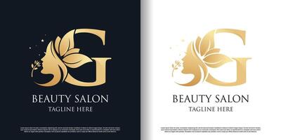 Nature beauty logo design with letter g  unique style concept Premium Vector