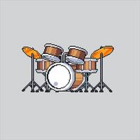 Pixel art illustration Drum. Pixelated Drum. Drum music instrument. pixelated for the pixel art game and icon for website and video game. old school retro. vector