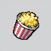 Pixel art Popcorn. Pixelated Cinema Popcorn. Popcorn for the pixel art game and icon for website. vector