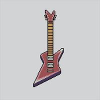 Pixel art illustration Guitar. Pixelated Guitar. Guitar music instrument. pixelated for the pixel art game and icon for website and video game. old school retro. vector