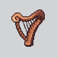 Pixel art illustration Harpa. Pixelated Harpa. Harpa Music Instrument. pixelated for the pixel art game and icon for website and video game. old school retro. vector