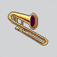 píxel Arte ilustración trompeta. pixelado trompeta. trompeta música instrumento. pixelado para el píxel Arte juego y icono para sitio web y vídeo juego. antiguo colegio retro vector