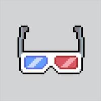 píxel Arte ilustración cine lentes. pixelado 3d lentes. 3d cine lentes pixelado para el píxel Arte juego y icono para sitio web y vídeo juego. antiguo colegio retro vector