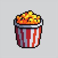 Pixel art Popcorn. Pixelated Cinema Popcorn. Popcorn for the pixel art game and icon for website. vector