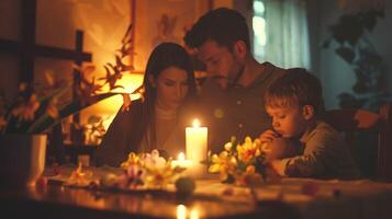 ai generado casa en santo semana oración, cruzar y Pascua de Resurrección decoración presente foto