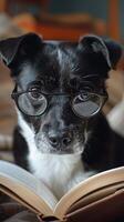 AI generated The pet owner, engrossed in a book on animal nutrition, fosters informed care for their beloved companions. photo