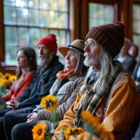 AI generated Community members gathering to discuss local environmental policy changes, highlighting civic engagement and grassroots activism for sustainability. photo