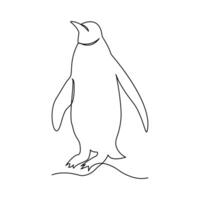 continuo soltero línea dibujo de adorable pingüino contorno vector Arte ilustración diseño.
