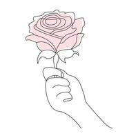 Hand Holding a Rose Drawing vector art illustration design.