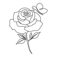 continuous one line artwork of rose flower tulip vector illustration design.