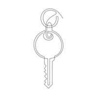 Keys continuous one line drawing of vector art