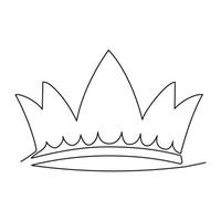 Continuous one line drawing of royal crown simple king crown single line art editable vector design,illustration.