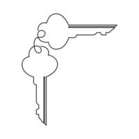 Keys continuous one line drawing of vector art