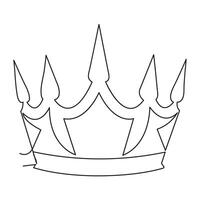 Continuous one line drawing of royal crown simple king crown single line art editable vector design,illustration.