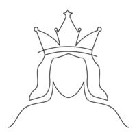 The face of woman wearing a crown continuous line drawing.Each woman as a queen vector isolated illustration.