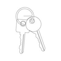 Keys continuous one line drawing of vector art