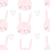 Seamless pattern with bunny. Colorful vector flat for kids. hand drawing. baby design for fabric, print, wrapper, textile