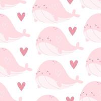 Seamless pattern with cartoon whale. Colorful vector flat style. hand drawing. design for print, wrapper, fabric.