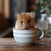 AI generated Rodent Ruse, April Fool's Fake Mouse Under Cup Gag, Comedy Ensues photo