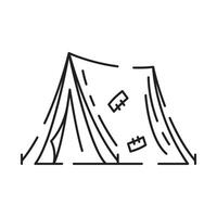 Camp icon on white background. Camping tent line icon vector. vector