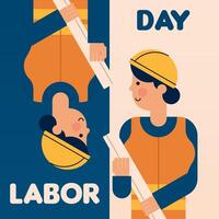 Labour Day Illustration With Worker Character Flat Design Background vector