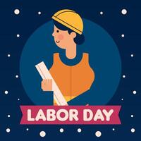 Labour Day Illustration With Worker Character Flat Design Background vector