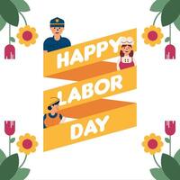 Labour Day Illustration With Worker Character Flat Design Background vector