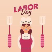 Labour Day Illustration With Worker Character Flat Design Background vector