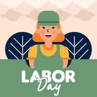 labor día ilustración con trabajador personaje plano diseño antecedentes vector