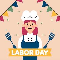 Labour Day Illustration With Worker Character Flat Design Background vector