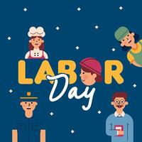 labor día ilustración con trabajador personaje plano diseño antecedentes vector