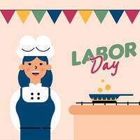 Labour Day Illustration With Worker Character Flat Design Background vector