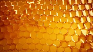 AI generated Honeycomb with honey. Shallow depth of field. Honeycomb texture. photo