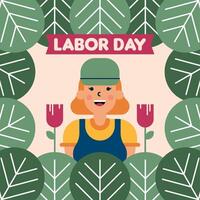 Labour Day Illustration With Worker Character Flat Design Background vector