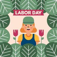 Labour Day Illustration With Worker Character Flat Design Background vector