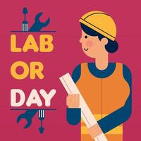 Labour Day Illustration With Worker Character Flat Design Background vector