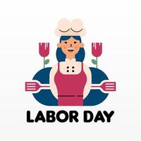 Labour Day Illustration With Worker Character Flat Design Background vector