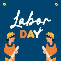 Labour Day Illustration With Worker Character Flat Design Background vector