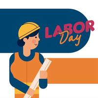 Labour Day Illustration With Worker Character Flat Design Background vector