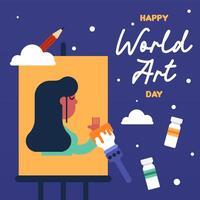 Flat colorful world art day illustration background vector