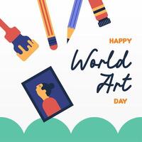 Flat colorful world art day illustration background vector