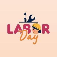 Labour Day Illustration With Worker Character Flat Design Background vector