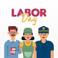 labor día ilustración con trabajador personaje plano diseño antecedentes vector