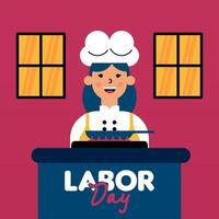 Labour Day Illustration With Worker Character Flat Design Background vector