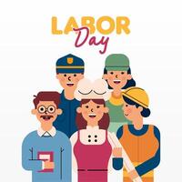 labor día ilustración con trabajador personaje plano diseño antecedentes vector