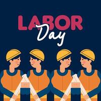 Labour Day Illustration With Worker Character Flat Design Background vector