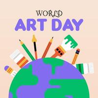 Flat colorful world art day illustration background vector