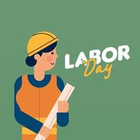 Labour Day Illustration With Worker Character Flat Design Background vector