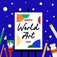 Flat colorful world art day illustration background vector