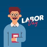 labor día ilustración con trabajador personaje plano diseño antecedentes vector